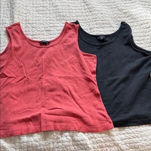 Lands End Women's Black and Coral Tank Tops